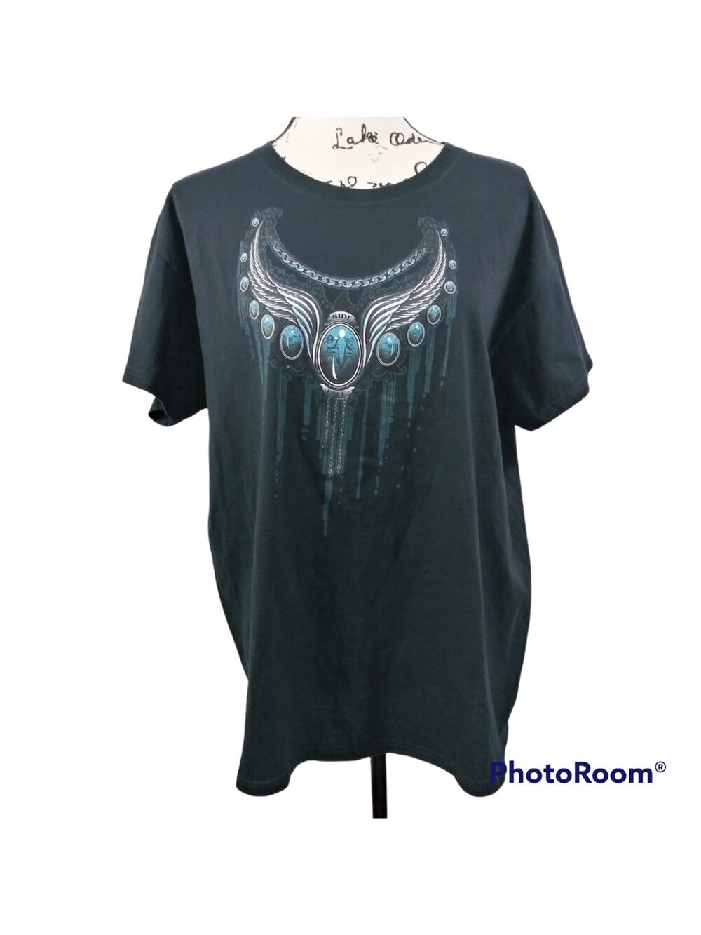 Anvil Black Ride Free Eagle Moto Tee Shirt XL